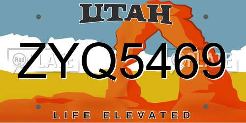 ZYQ5469 Utah License Plate