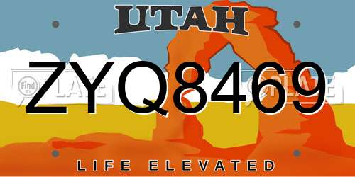 ZYQ8469 Utah License Plate