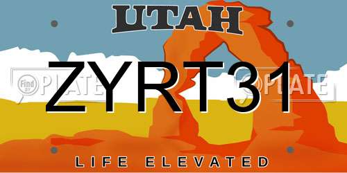 ZYRT31 Utah License Plate