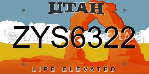 ZYS6322 Utah License Plate