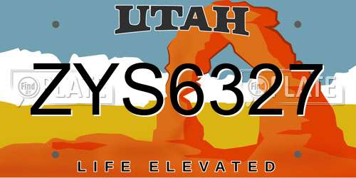 ZYS6327 Utah License Plate