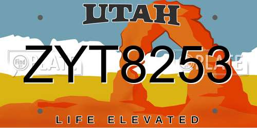 ZYT8253 Utah License Plate
