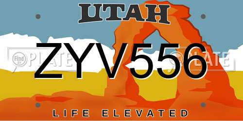 ZYV556 Utah License Plate
