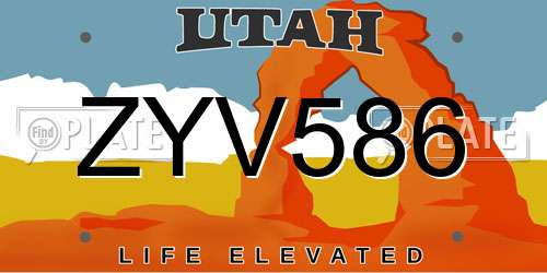 ZYV586 Utah License Plate
