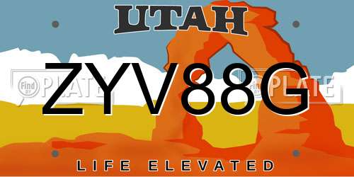 ZYV88G Utah License Plate