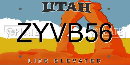 ZYVB56 Utah License Plate
