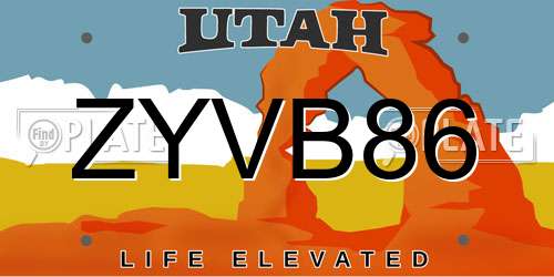 ZYVB86 Utah License Plate