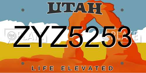 ZYZ5253 Utah License Plate