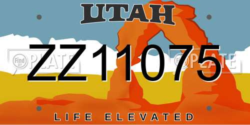 ZZ11075 Utah License Plate