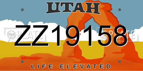 ZZ19158 Utah License Plate