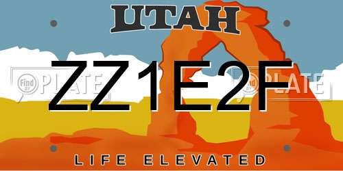 ZZ1E2F Utah License Plate
