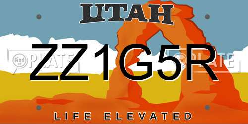 ZZ1G5R Utah License Plate