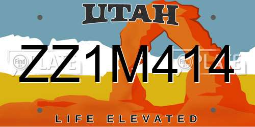 ZZ1M414 Utah License Plate