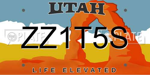ZZ1T5S Utah License Plate