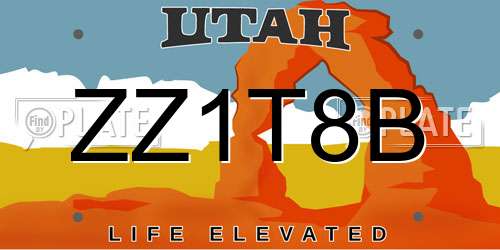 ZZ1T8B Utah License Plate