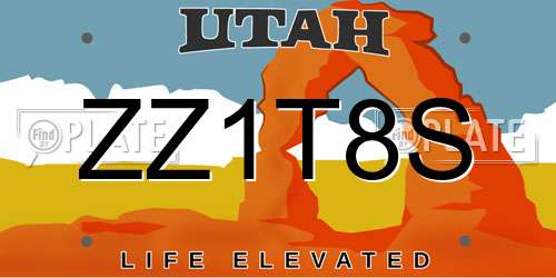 ZZ1T8S Utah License Plate