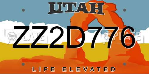 ZZ2D776 Utah License Plate