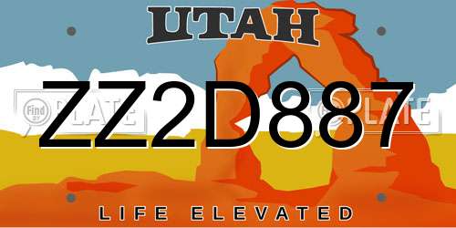 ZZ2D887 Utah License Plate