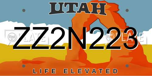 ZZ2N223 Utah License Plate