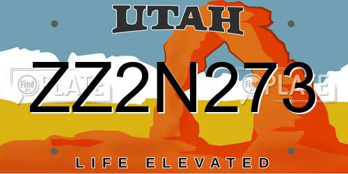 ZZ2N273 Utah License Plate