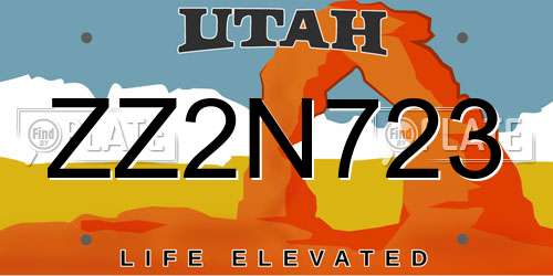 ZZ2N723 Utah License Plate
