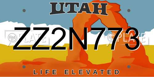ZZ2N773 Utah License Plate