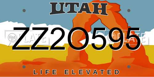 ZZ2O595 Utah License Plate