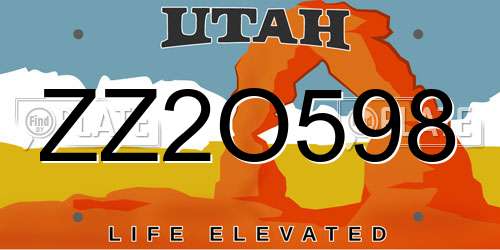 ZZ2O598 Utah License Plate