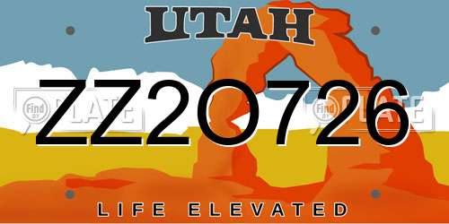 ZZ2O726 Utah License Plate