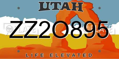 ZZ2O895 Utah License Plate