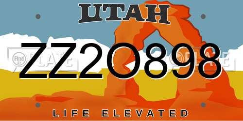 ZZ2O898 Utah License Plate