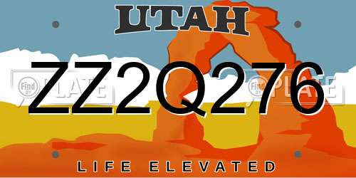 ZZ2Q276 Utah License Plate