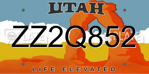 ZZ2Q852 Utah License Plate