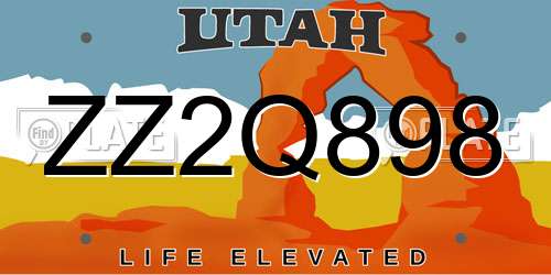ZZ2Q898 Utah License Plate