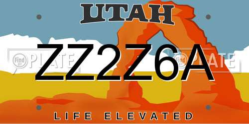 ZZ2Z6A Utah License Plate
