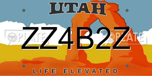 ZZ4B2Z Utah License Plate