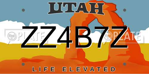ZZ4B7Z Utah License Plate