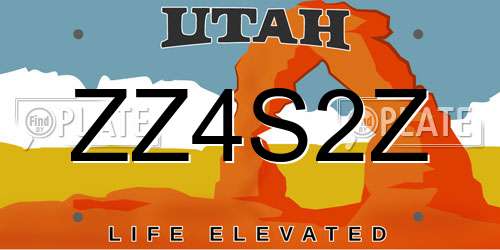 ZZ4S2Z Utah License Plate