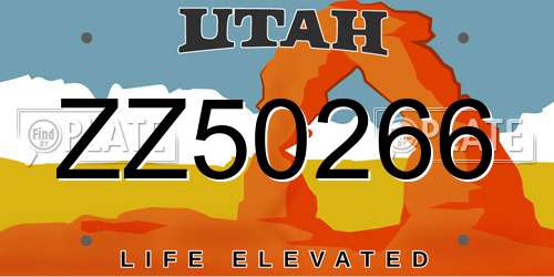 ZZ50266 Utah License Plate