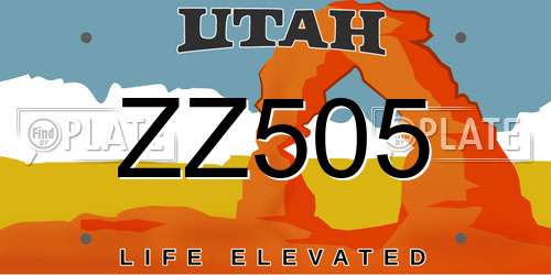 ZZ505 Utah License Plate