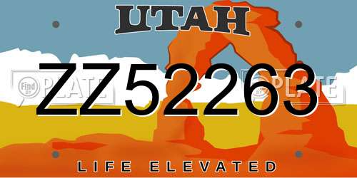 ZZ52263 Utah License Plate