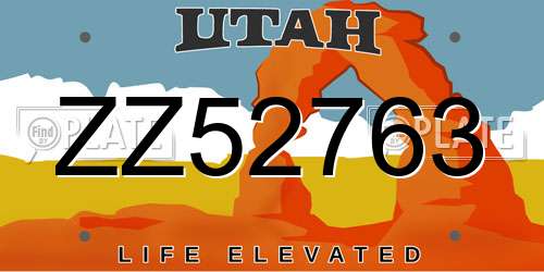 ZZ52763 Utah License Plate