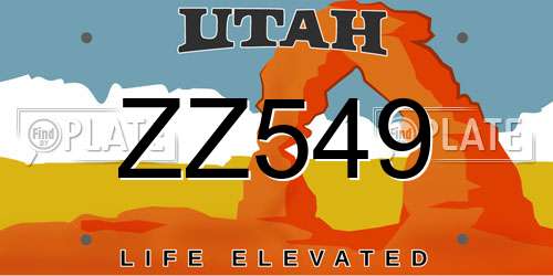 ZZ549 Utah License Plate
