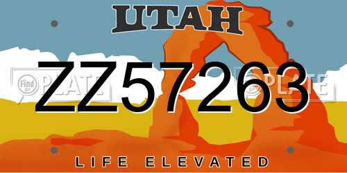 ZZ57263 Utah License Plate