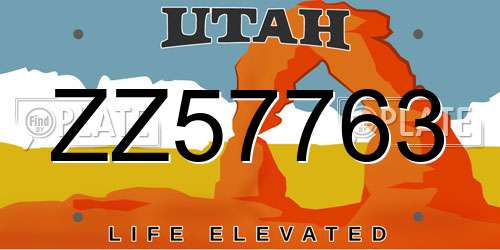 ZZ57763 Utah License Plate