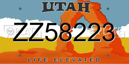 ZZ58223 Utah License Plate