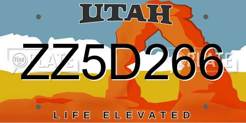 ZZ5D266 Utah License Plate