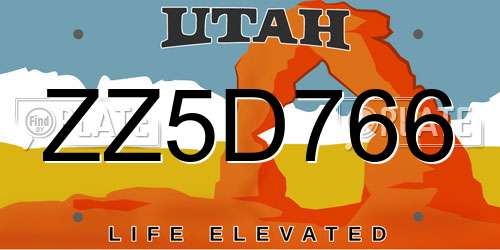 ZZ5D766 Utah License Plate