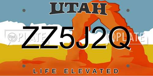 ZZ5J2Q Utah License Plate