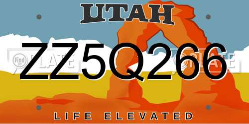 ZZ5Q266 Utah License Plate